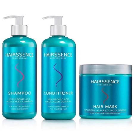 HAIRSSENCE zestaw do włosów z kwasem hialuronowym i kolagenem (szampon, odżywka i maska)
